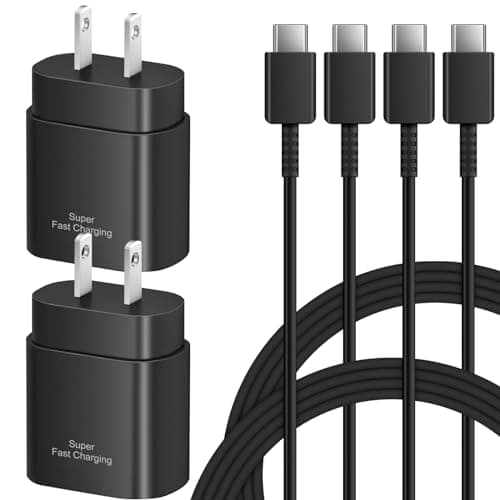 Type C Charger Fast Charging for Samsung - 25W USB C Charger Block, Android Phone Wall Charging with 6Ft Type C to C Cable for Galaxy S25 Ultra/S25/S25+/S24 Ultra/S24/S24+/S23/S22/Note 20 (Black) - Image 1