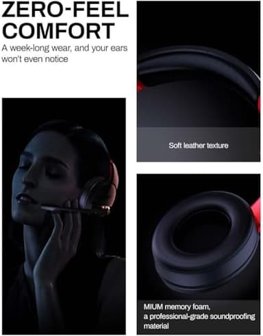 acer Wireless Gaming Headset, PS5 Headset with 2.4GHz for Ps5, Ps4, PC, Switch, Bluetooth 5.3 + 100Hrs Gaming Headphones with Noise Canceling Mic for Laptop, Mobile, Mac, 50mm Drivers (Red) - Image 5