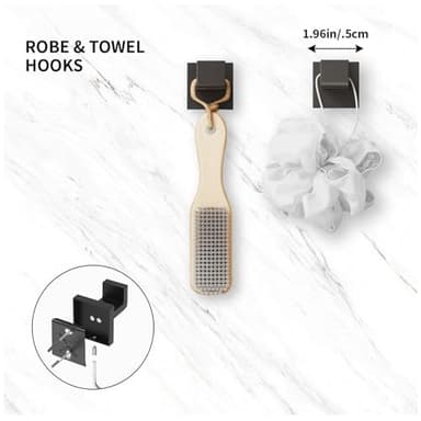 20-Pieces Matte Black Bathroom Accessories Set, 23.6 Inch Bath Towel Bar Set, SUS 304 Stainless Steel Bathroom Hardware Set, Towel Racks for Bathroom Wall Mounted. - Image 6