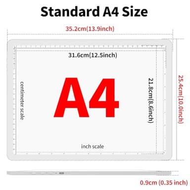 TOHETO A4 Light Board for Diamond Painting, Super Bright Magnetic Light Pad with Side Buttons, Lightbox for Tracing and Drawing, Corded Light Table for Sketching, Animation, Weeding Vinyl (White) - Image 2