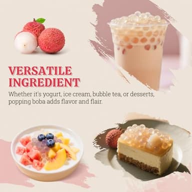 52USA Lychee Popping Boba (500g), Popping Pearls for Bubble Tea, Beverages, Sweets, Ice Cream, Shakes, Desserts & Smoothies Topping, 1.1 Pound (Pack of 1) - Image 5