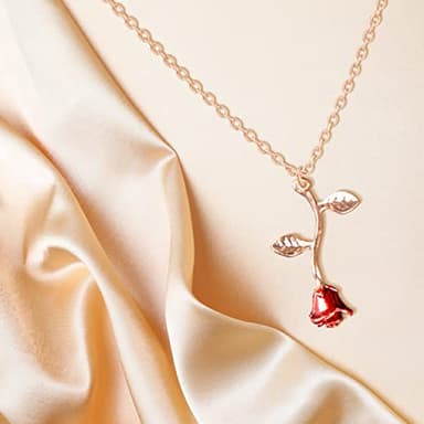 Gold Rose Pendant Necklace for Women - Aesthetic, Preppy Jewelry for Teens - Dainty Gold necklace - gold necklace for women trendy - 14k gold necklace for women - Image 7