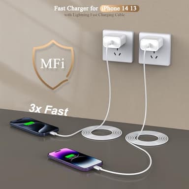 [Apple MFi Certified]10FT Fast iPhone Charger,Extra Long Apple Charger Fast Charging 2Pack USB C Charger Block Plug + 10Foot Lightning Cable Cord for iPhone 14/Pro/Pro Max/Plus/13/12/11/XS/XR/X/SE2022 - Image 2