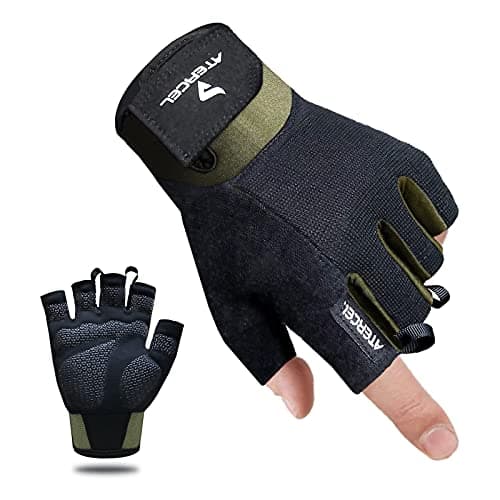 ATERCEL Workout Gloves for Men and Women, Exercise Gloves for Weight Lifting, Cycling, Gym, Training, Breathable and Snug fit (Green, Large) - Image 1