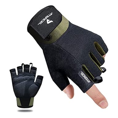 ATERCEL Workout Gloves for Men and Women, Exercise Gloves for Weight Lifting, Cycling, Gym, Training, Breathable and Snug fit (Green, Large) - Image 1