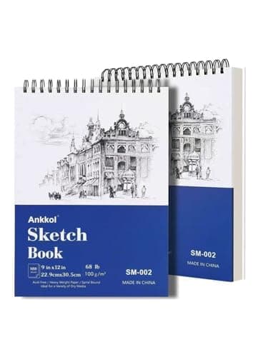 9" x 12" Sketch Book Set, Drawing Paper Pad (68lb/100gsm), 2-Pack Top Spiral Bound Sketch Pad, Double-Sided Hardcover Sketchbook, Art Notebooks Drawing for Kids, Beginners and Artists,100 Sheets Each. - Image 8