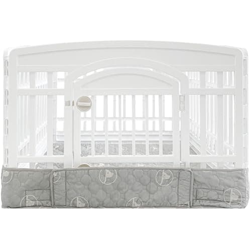 PJYuCien Dog Playpen Bottom Pad Fits for 36 Inch 4 Panels Exercise Pet Pen, Using as a Fence Stabilization and Puppy Pen Mat, Hoop and Loop Design, Grey (Playpen Not Included) - Image 1