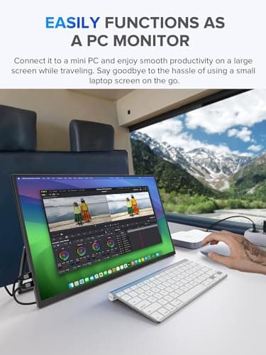 UPERFECT 22" QLED 2K Portable Monitor w/VESA & 180° Adjustable Stand, 2560×1440 QHD FreeSync HDR Gaming Display, USB-C HDMI Travel Second Monitor for Laptop, Switch, Phone - Image 3