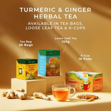 Gya Tea Co Turmeric Ginger Tea Bags (20 Bags) - Decaf Ginger Turmeric Tea For Body Comfort & Digestion Health - Fruit & Herbal Blends - Image 6