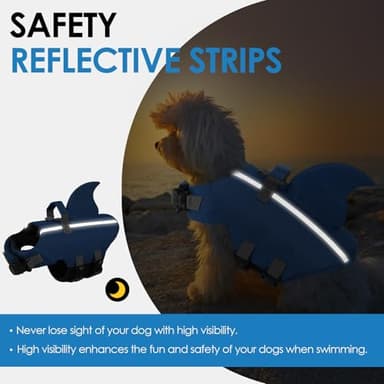 SUNFURA Dog Life Jacket Shark Life Vest for Dogs, Adjustable Swmming Vest with High Buoyancy, Safety Lifesaver with Rescue Handle for French Bulldog Small Medium Breeds, Dark Blue M - Image 5