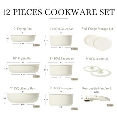 CAROTE 21pcs Pots and Pan Set, Nonstick Induction Cookware Detachable Handle,Cookware Set with Removable Handle - Image 9