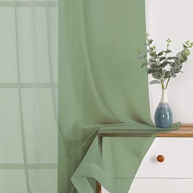 Chyhomenyc Sheer Window Curtains 144 inch Extra Long 2PCS, Airy Scarf Drapes Rod Pocket Window Treatments for Christmas/Wedding/Living Room/Anniversary, 12FT L, 42Wx144L, Sage Green - Image 9