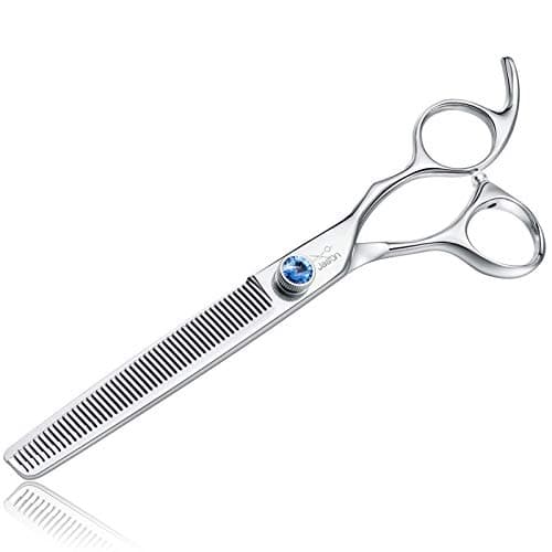 JASON 7" 50 Teeth Thinning Dog Grooming Blending Scissor, Ergonomic Pet Grooming Thinner Blender Shears Cat Trimming Texturizing Kit with Offset Handle and a Jewelled Screw, 30% Thinning Rate - Image 1