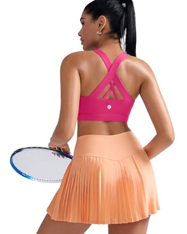 RUNNING GIRL Sports Bra for Women, Criss-Cross Back Padded Strappy Sports Bras Medium Support Yoga Bra with Removable Cups(2353 Hot Pink XL) - Image 3