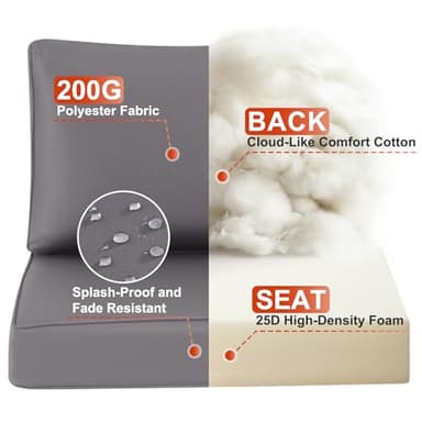 Aoxun Outdoor Replacement Cushions for Patio Furniture, Deep Seat Outdoor Cushions for 6-Seat Wicker Sectional, 14-Piece Water-Repellent Cushion for L-Shape Couch - Image 5