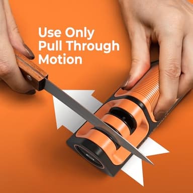 Orange Ninja Mini Knife Sharpener - Coarse & Fine Blade Sharpener, Sharpening System- Knife Sharpeners for Kitchen Knives, Pocket Kitchen Knives Sharpeners with Bottle Opener & Fridge Attachment - Image 4