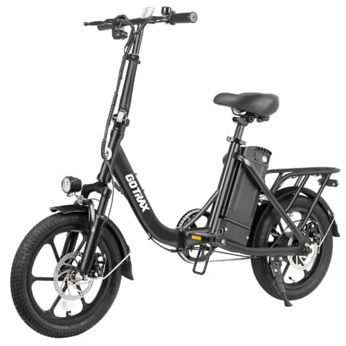 Gotrax NEPHELE 16" Folding Electric Bike, Max Range 28Miles(Pedal-assist) &15.5Mph Power by 350W Motor, Front Suspension&Adjustable Seat and Handlebar, Commuter Electric Bicycle for Adults/Teens Black - Image 1