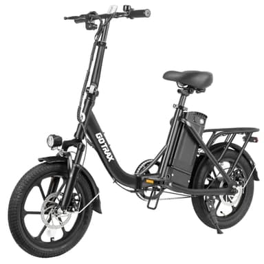 Gotrax NEPHELE 16" Folding Electric Bike, Max Range 28Miles(Pedal-assist) &15.5Mph Power by 350W Motor, Front Suspension&Adjustable Seat and Handlebar, Commuter Electric Bicycle for Adults/Teens Black - Image 1