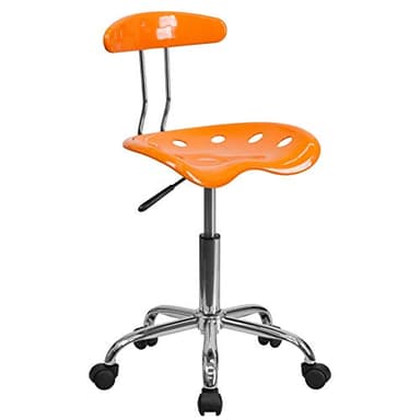 Flash Furniture Elliott Vibrant Orange and Chrome Swivel Task Office Chair with Tractor Seat - Image 1