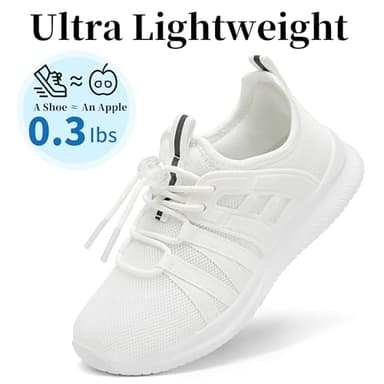 TOTOMONA Kids Running Shoes Slip on Sneakers for Girls Boys Adjustable Outdoor Toddler Walking Shoes Lightweight White Size Little Kids 13 - Image 3