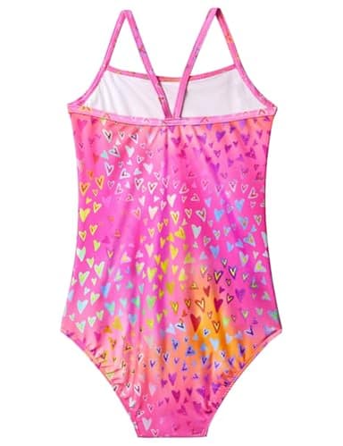 WhizBuzz Girls Swimsuit Size 3t 4t Neon Love Pink One Piece Sleeveless Bathing Suit Quick Dry Beach Swimwear - Image 2