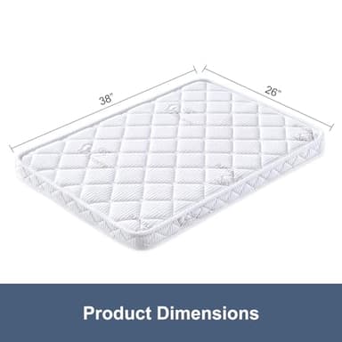 Pack and Play Mattress - 38" x 26"- Premium Knitted Fabric Safety Reinforced Play Yard Mattress - Fits for Graco & Baby Trend & Pamo Babe Playard, Firm Support and Comfort Foam，White - Image 2