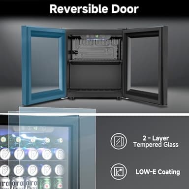 Feelfunn Beverage Refrigerator Cooler - 12 Bottle 50 Can Mini Fridge with Glass Door, Soda Wine Beer Drink Fridge - Small Refrigerator for Office Home Bedroom Dorm Bar, 1.3 Cu.Ft, Black - Image 5