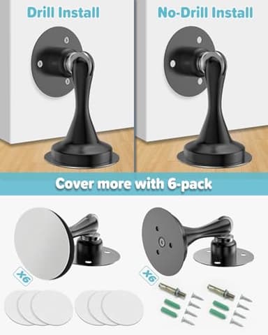 Door Stoppers Magnetic Door Catch - 6 Pack Stainless Steel Heavy Duty Door Stops for Bottom of Door, Wall & Floor Mounting No-Drill Strong Adhesive & Screws, Door Holder to Keep Door Open - Image 4