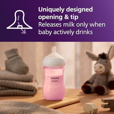 Philips Avent Natural Baby Bottles with Natural Response Nipples (Medium Flow, Flow 3), 9oz, Pink, 4-Pack, SCY903/14 - Image 3