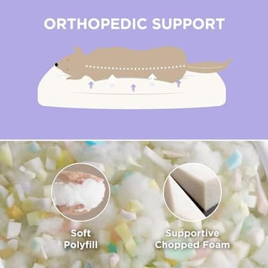 LE SURE Dog Beds Large Sized-Thick Shredded Chopped Foam Pet Bed Indoor with Removable Cover, Cute Modern Fuzzy Plush & Anti Slip Bottom, Grey - Image 4