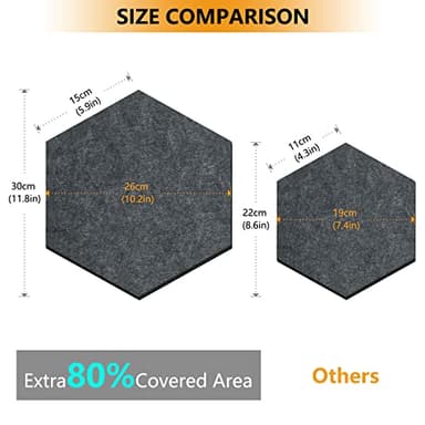 Uoisaiko 12" Large Bulletin Board with 30 Push Pins, Pack of 8 Hexagon Felt Pin Board Notice Boards for Home Office Kitchen, Felt Wall Tiles for Photos Memos - Image 3