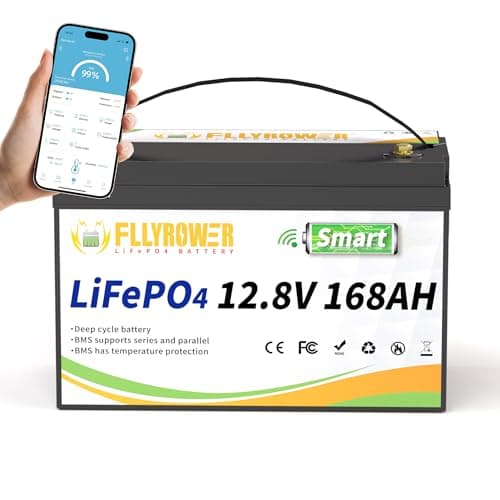 FLLYROWER Lithium Battery 12V 168AH With Smart BMS and 17000 Deep Cycles Lifepo4 Battery Grade A Cells for Marine Trolling Motor RV camping Solar Golf Cart Off-Grid - Image 1