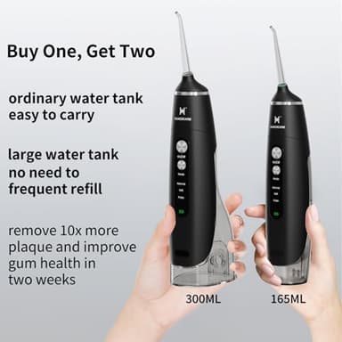 Water Flosser Equipped with Two Water Tanks for Home and Travel,3 Modes Dental Oral Irrigator,Portable,IPX7 Waterproof,Powerful Battery Life, Water Dental Flossers for Teeth (Black) - Image 3