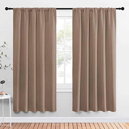 NICETOWN Kids Blackout Curtain Panels - Window Treatment Thermal Insulated Solid Rod Pocket Blackout Drapes for Bedroom (Cappuccino, Set of 2, 52 by 72 Inch) - Image 1