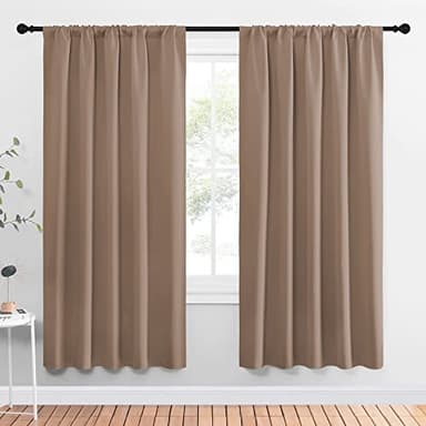 NICETOWN Kids Blackout Curtain Panels - Window Treatment Thermal Insulated Solid Rod Pocket Blackout Drapes for Bedroom (Cappuccino, Set of 2, 52 by 72 Inch) - Image 1