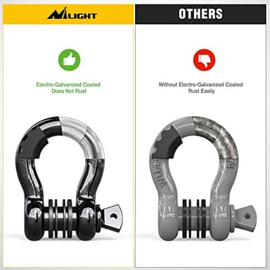 Nilight - 90052B 2 Pack 3/4" D-Ring Shackle 4.75 Ton (9500 Lbs) Capacity with 7/8" Pin Heavy Duty Off Road Recovery Shackle with Isolators & Washer Kit for Jeep Truck Vehicle , Black - Image 5