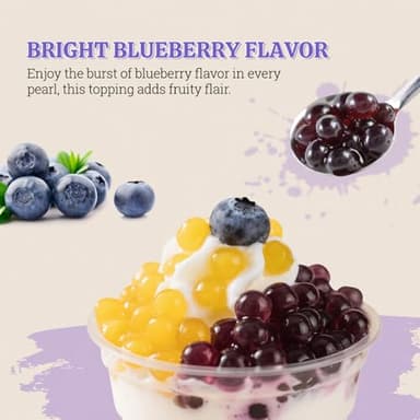 52USA Blueberry Popping Boba (500g), Popping Pearls for Bubble Tea, Beverages, Sweets, Ice Cream, Shakes, Desserts & Smoothies Topping, 1.1 Pound (Pack of 1) - Image 4