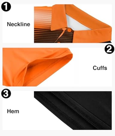 ZITY Mens Golf Shirt Short Sleeve Sport Moisture Wicking Performance Print Golf Polo Shirts for Men Collared Casual T-Shirt Black Orange XX-Large - Image 3
