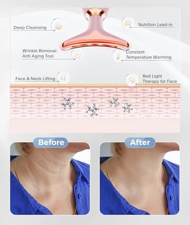 ELISHINE Light Based Face-Neck-Massager - 7 Color Portable Facial Massager for Skin Care, Glossy Pink - Image 4