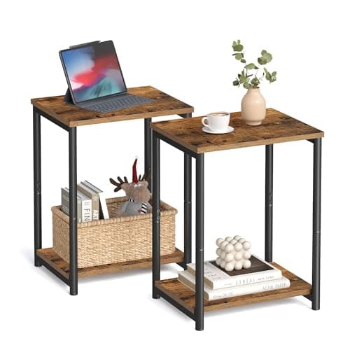 VASAGLE Side Tables Set of 2, Small End Table, Nightstand for Living Room, Bedroom, Office, Bathroom, Rustic Brown and Black ULET272B01 - Image 1