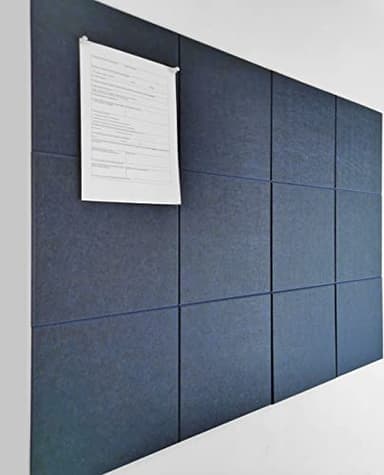 DECORITA Felt Wall Tiles | Large Cork Board Alternative | Aesthetic Felt Bulletin Board for Office, Home & Classroom | Large Cork Boards for Walls Pinboard (12-Pack) | Dark Blue - Image 1