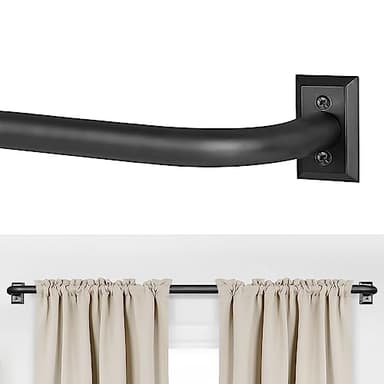 ZYRW Black Curtain Rods, Room Darkening Curtain Rod for Windows 48 to 90 Inches(4-7.5Ft), Wrap Around Curtain Rods, Heavy Duty Blackout Drapery Rod,Modern Decorative Window Treatment Rod, Matte Black - Image 1