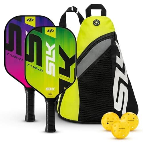 Selkirk Sport SLK Neo Fiberglass Pickleball Paddles Set of 2 | Designed in The USA | Complete Pickleball Set with 2 Pickle Ball Rackets, 3 Hybrid+ Balls, and SLK Sling Bag | Citron & Magenta Mirage - Image 1