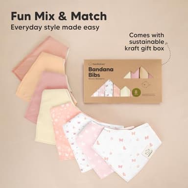 8-Pack Organic Baby Bandana Bibs for Girls - Super Absorbent Triangle Baby Bibs for Drooling and Teething Infant, 100% Cotton Extra Soft for Newborn, Infant 0-36 Months (Butterflies) - Image 9