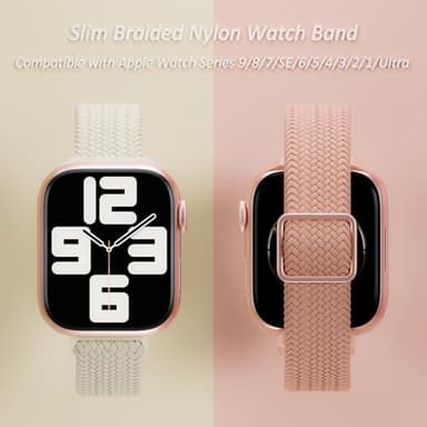 4 Pack Slim Braided Stretchy Compatible with Apple Watch Band 38mm 42mm 40mm 44mm 41mm 45mm 46mm 49mm Women Men, Solo Loop Nylon Thin Strap for iWatch Series 11 10 9 8 7 SE 6 5 4 3 Ultra - Image 3