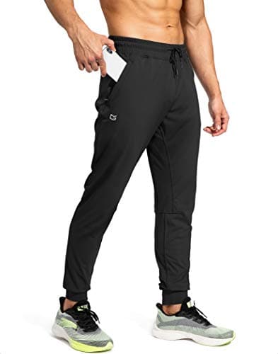 G Gradual Men's Sweatpants with Zipper Pockets Athletic Pants Traning Track Pants Joggers for Men Soccer, Running, Workout(Black,L) - Image 1