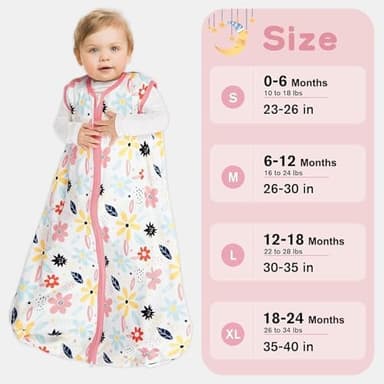 3 Pack Baby Sleep Sack 0-6 Months 100% Rayon Cotton Baby Sleeping Bag 2-Way Zipper Toddler Wearable Blankets Comfy Stretchy Lightweight TOG 0.3 （Heart&Pink&Floral） - Image 6
