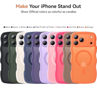 3 in 1 Magnetic for iPhone 17 Pro Max Case, Cute Wavy [Full Camera Protection][Fit for MagSafe] 1X Screen Protector+1X Wrist Strap, Anti-Slip Trendy Women Girly Case for iPhone 17 Pro Max 6.9", Orange - Image 8