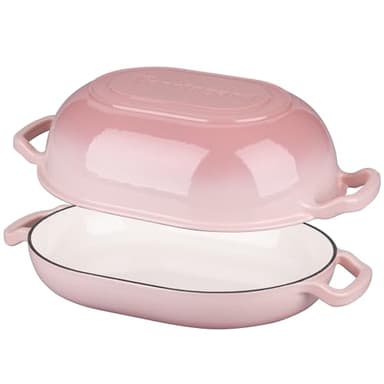 VORRINGARD Enameled Cast Iron Sourdough Bread Oven, Dutch Oven, Loaf Cast Iron Bread Pan for Homemade Bread Baking, Meatloaf Pan with Lid, 7QT, Pink - Image 6