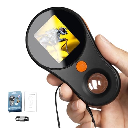 Handheld Digital Microscope Portable Microscope USB for Kids 2.0 inch IPS Color Screen,200w Pixel,500x Magnification,Built-in 8LED Lights Compatible with Windows,Mac OS(Black) - Image 1